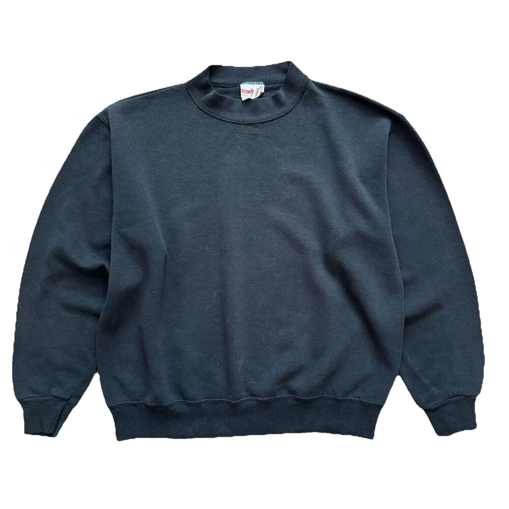 Vintage 80s Tultex Ultra Fleece 350 Black Blank Sweatshirt Adult S USA Faded